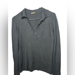 Loro Piana Dark Gray V-Neck cashmere Sweater Size 10